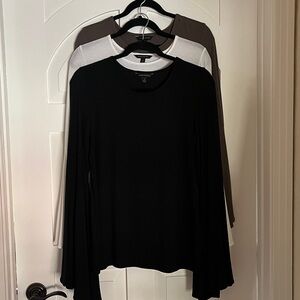 Banana Republic Long Sleeve Tee Trio in Black, White, and Olive Green